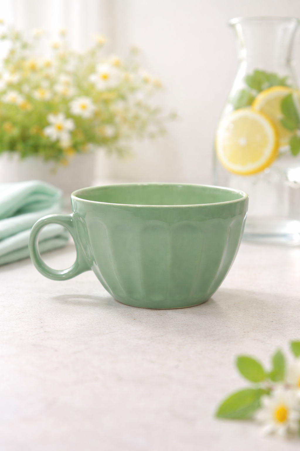 Minimal Ribbed Porcelain Mug