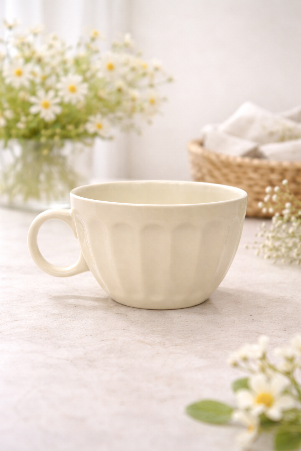 Minimal Ribbed Porcelain Mug