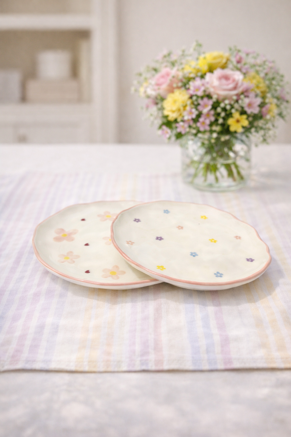 Floral Porcelain Dessert Plate Set