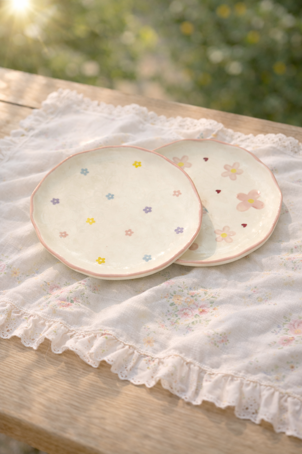 Floral Porcelain Dessert Plate Set