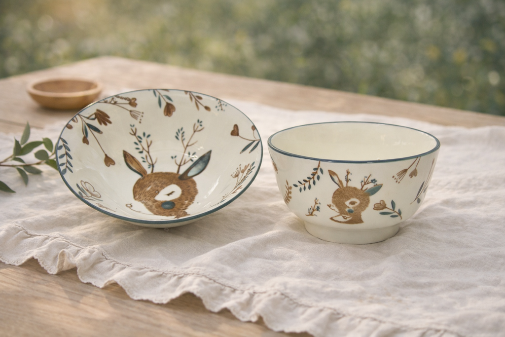 Woodland Deer Porcelain Bowl Set