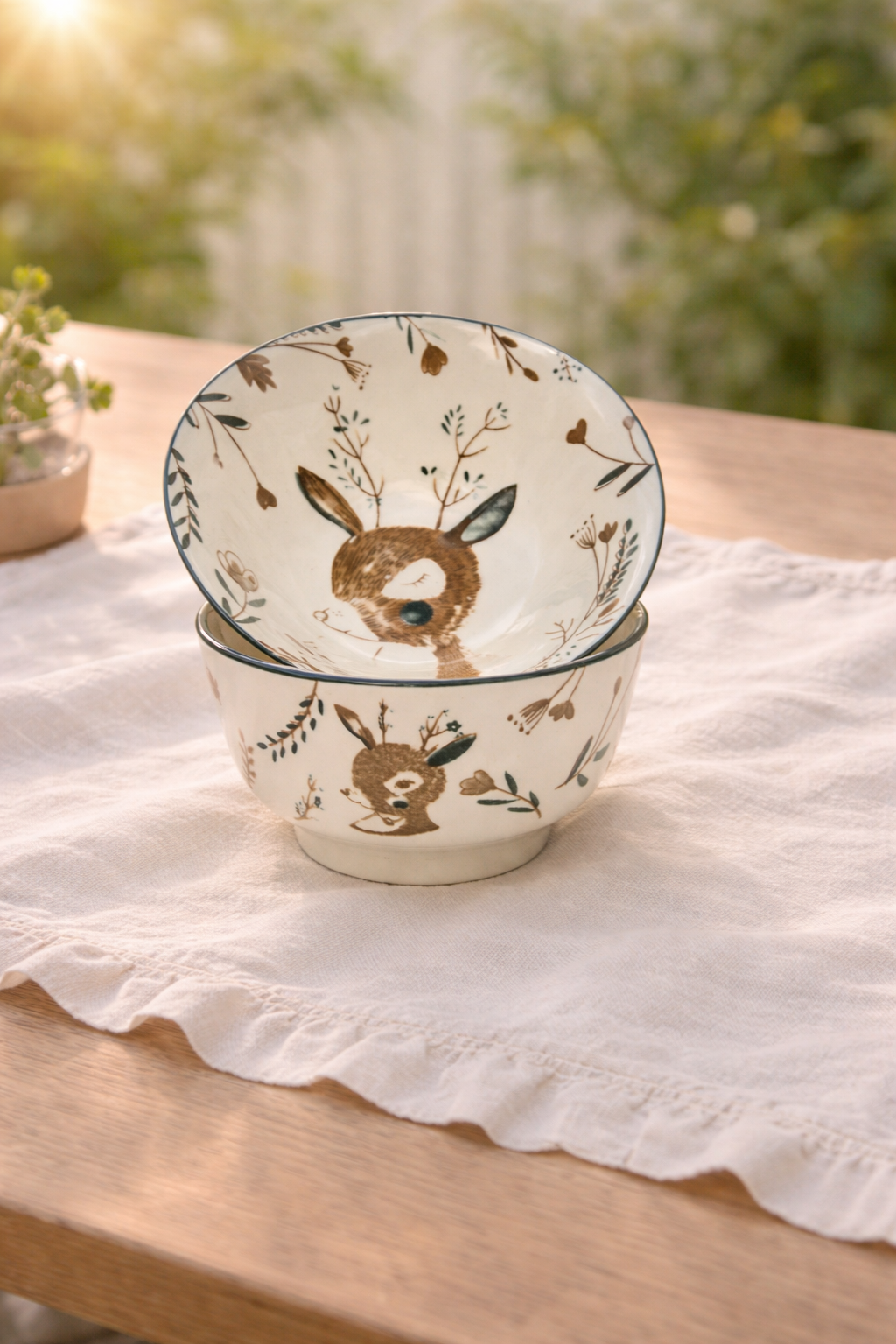 Woodland Deer Porcelain Bowl Set
